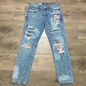 Anthropologie Pilcro Slim Boyfriend Patchwork Ankle Jeans Size 26